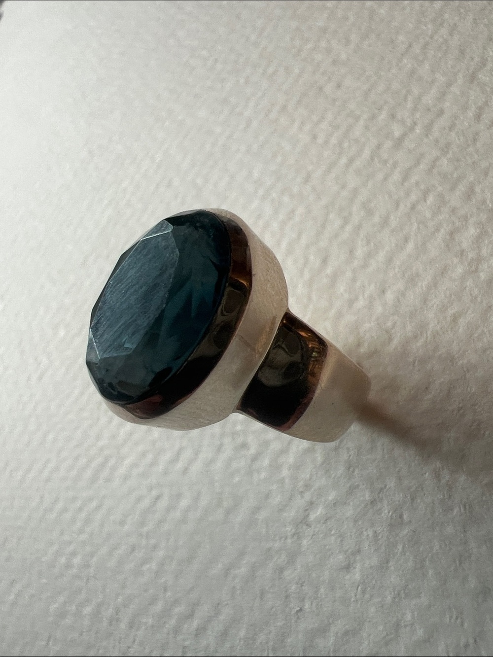 Sterling Silver Ring with Deep Teal Blue Faceted Stone - Picture 3 of 7